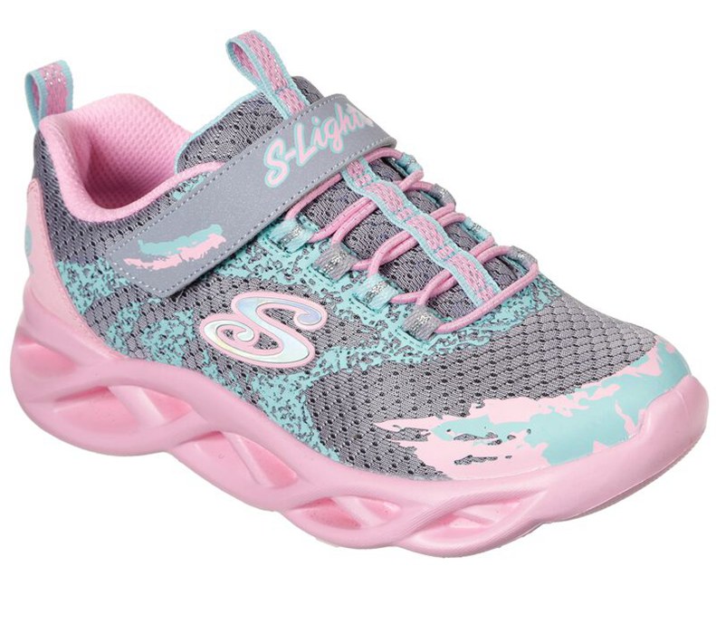 Skechers Flickor Grå/Rosa Sneakers - S Lights: Twisty Brights - Sverige (AWIUS-9138)